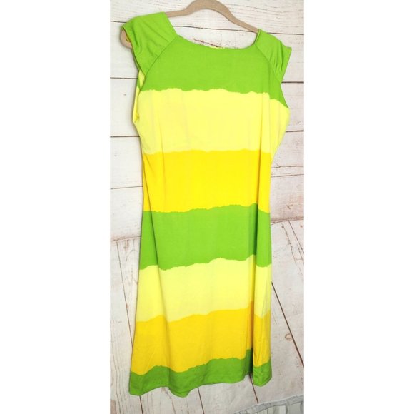 Club Style Yellow Lime Green Nightgown Dress - Size 12, Stretchy and Comfortable - Picture 3 of 15